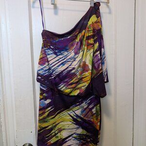 One-Shoulder, flowy, colorful Jessica Simpson Party Dress, Size S
